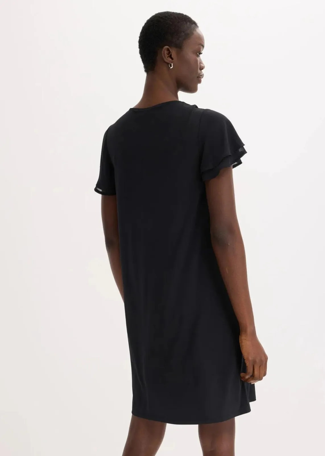 bonprix Kleider^Shirtkleid mit Chiffonärmeln schwarz
