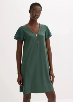 bonprix Kleider^Shirtkleid mit Chiffonärmeln schattengrün