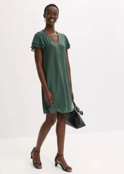 bonprix Kleider^Shirtkleid mit Chiffonärmeln schattengrün