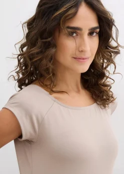 bonprix Nachhaltigere Materialien|Kleider^Shirtkleid mit Gürteldetail naturstein