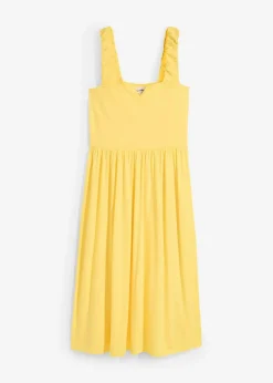 bonprix Nachhaltigere Materialien|Kleider^Shirtkleid mit leicht ausgestelltem Saum aus Baumwoll-Viskose-Mix tulpengelb