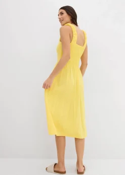 bonprix Nachhaltigere Materialien|Kleider^Shirtkleid mit leicht ausgestelltem Saum aus Baumwoll-Viskose-Mix tulpengelb