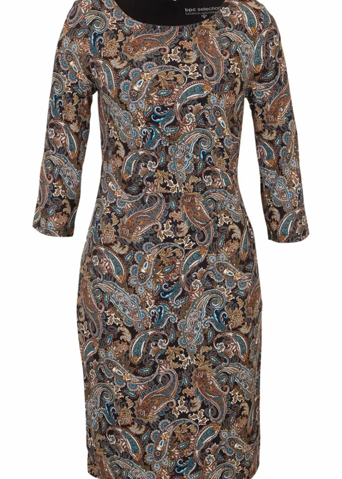 bonprix Kleider|Bekleidung·Pullover & Strickjacken^Shirtkleid mit Paisley Druck schwarz/beige paisley