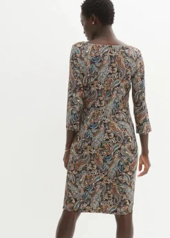 bonprix Kleider|Bekleidung·Pullover & Strickjacken^Shirtkleid mit Paisley Druck schwarz/beige paisley