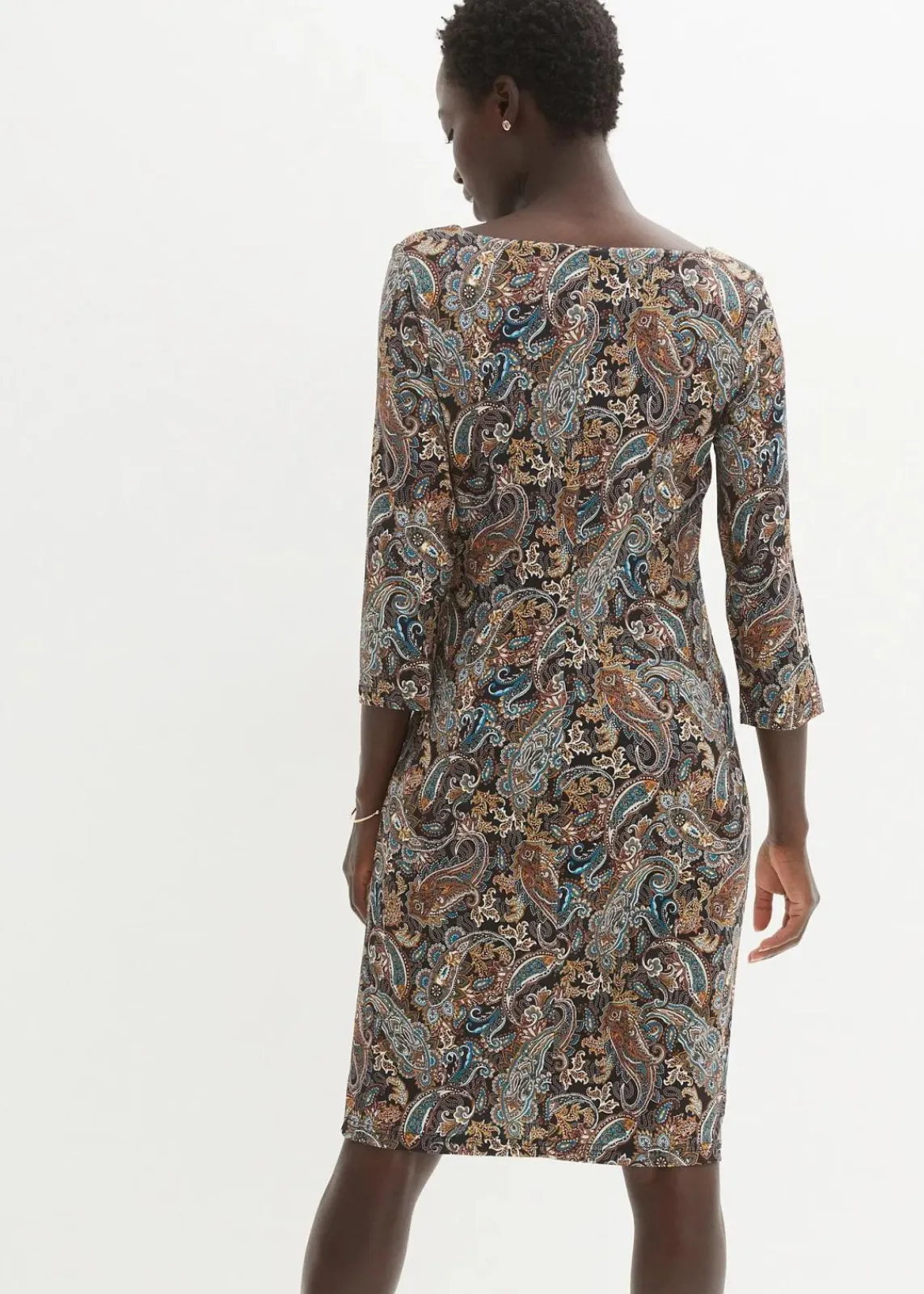 bonprix Kleider|Bekleidung·Pullover & Strickjacken^Shirtkleid mit Paisley Druck schwarz/beige paisley