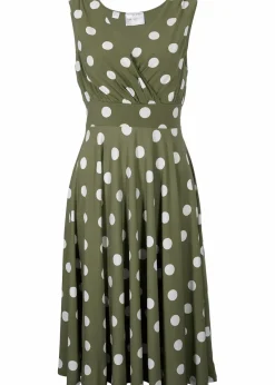 bonprix Kurzgrößen|Bekleidung·Pullover & Strickjacken^Shirtkleid mit Punkten dunkelkhaki/weiß gepunktet