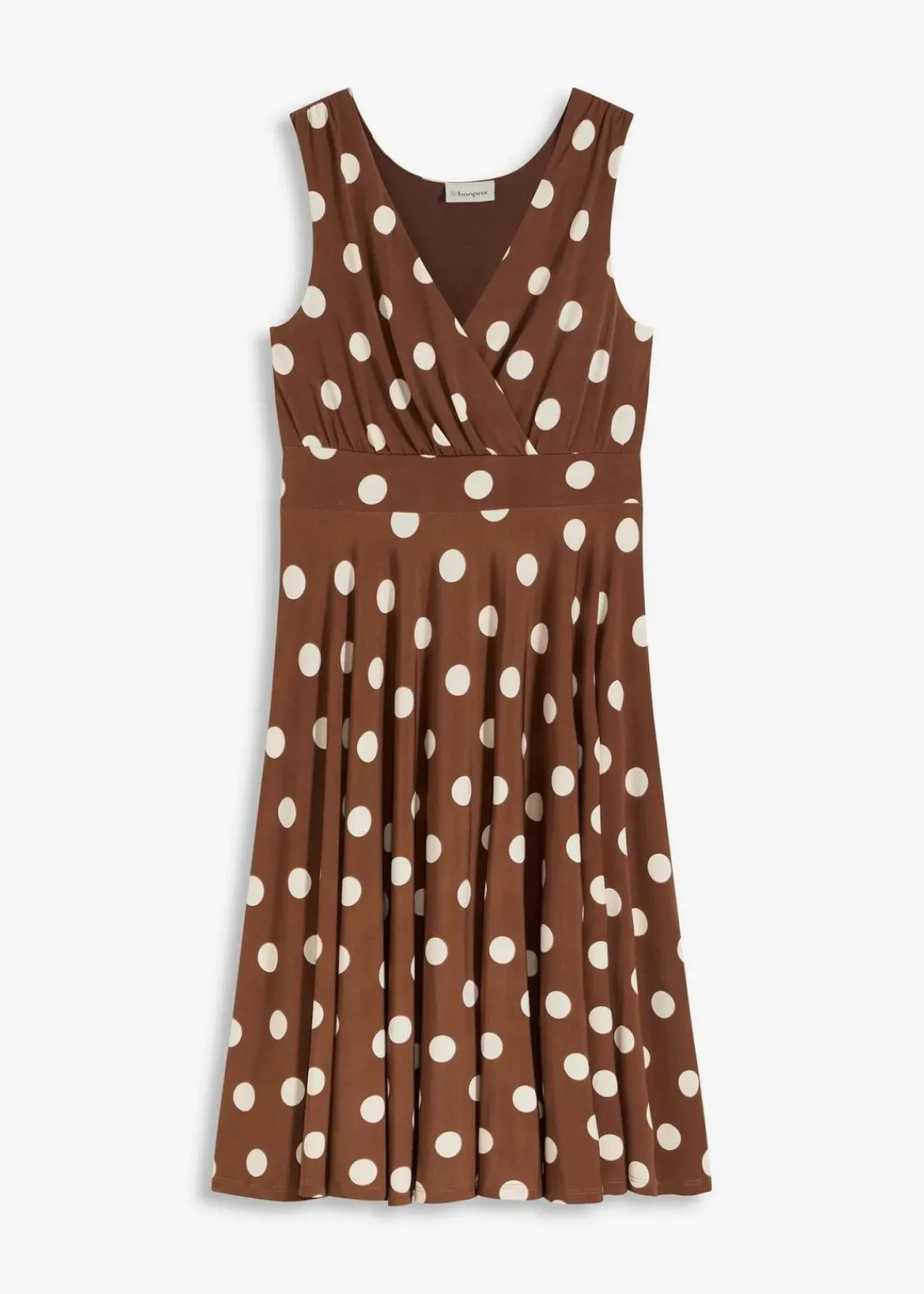 bonprix Kleider|Kurzgrößen^Shirtkleid mit Punkten hellbraun/sandbeige gepunktet