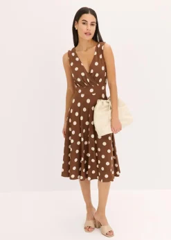 bonprix Kleider|Kurzgrößen^Shirtkleid mit Punkten hellbraun/sandbeige gepunktet