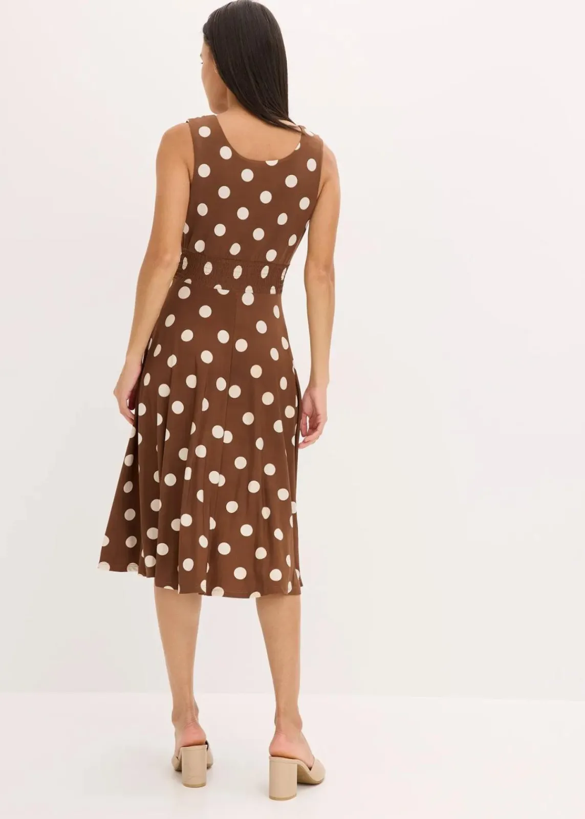 bonprix Kleider|Kurzgrößen^Shirtkleid mit Punkten hellbraun/sandbeige gepunktet