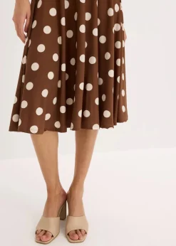 bonprix Kleider|Kurzgrößen^Shirtkleid mit Punkten hellbraun/sandbeige gepunktet