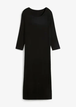 bonprix Basics|Nachhaltigere Materialien^Shirt-Kleid mit 3/4-Ärmeln schwarz