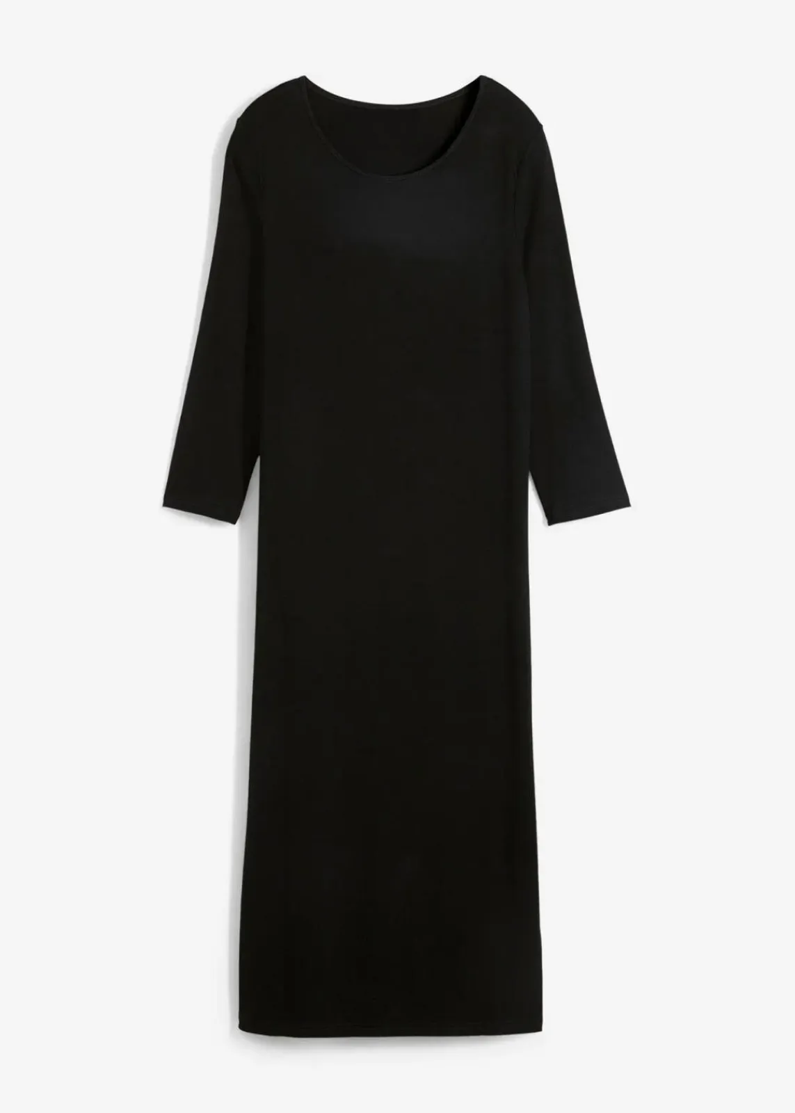 bonprix Basics|Nachhaltigere Materialien^Shirt-Kleid mit 3/4-Ärmeln schwarz