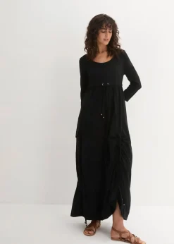 bonprix Bekleidung·Pullover & Strickjacken|Kleider^Shirt-Kleid mit 3/4-Ärmeln schwarz