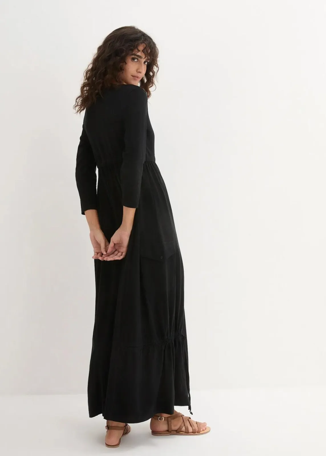 bonprix Bekleidung·Pullover & Strickjacken|Kleider^Shirt-Kleid mit 3/4-Ärmeln schwarz