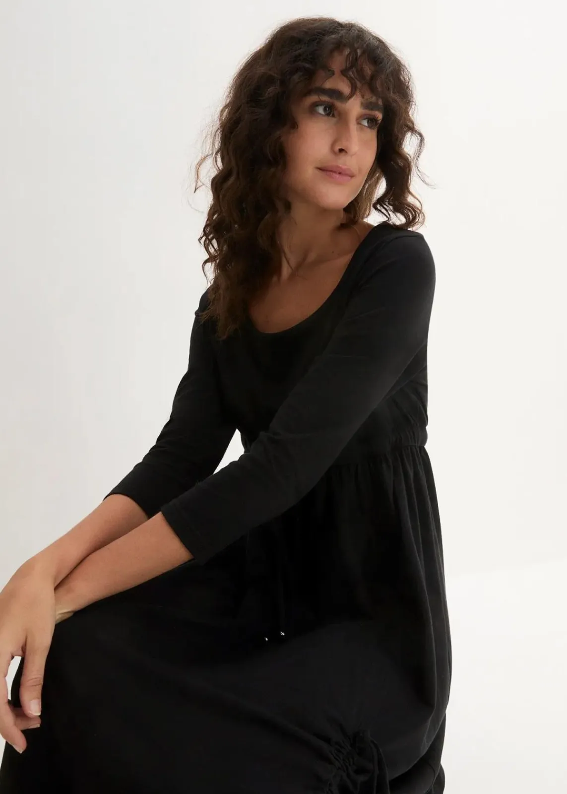 bonprix Bekleidung·Pullover & Strickjacken|Kleider^Shirt-Kleid mit 3/4-Ärmeln schwarz
