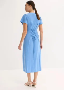 bonprix Bekleidung·Pullover & Strickjacken^Shirtkleid mit Schlitz mittelblau