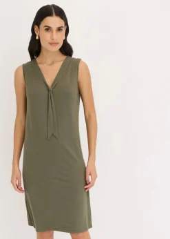 bonprix Bekleidung·Pullover & Strickjacken|Kleider^Shirtkleid mit Schluppe dunkeloliv