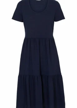bonprix Kleider^Shirtkleid mit Strukturmuster aus Viskose-Mix dunkelblau