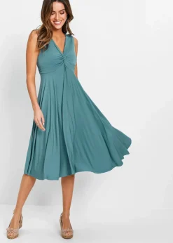 bonprix Kleider^Shirtkleid mit V-Ausschnitt mattkobalttürkis