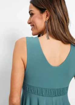 bonprix Kleider^Shirtkleid mit V-Ausschnitt mattkobalttürkis