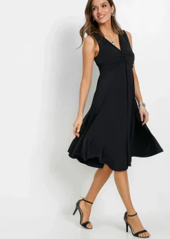 bonprix Kleider^Shirtkleid mit V-Ausschnitt schwarz
