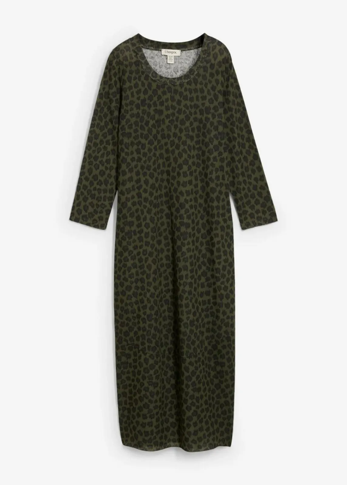 bonprix Kleider|Bekleidung·Pullover & Strickjacken^Shirt-Midikleid oliv leo bedruckt
