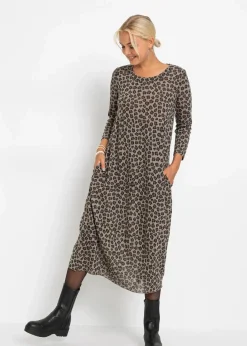bonprix Bekleidung·Pullover & Strickjacken|Kleider^Shirt-Midikleid leopard braun