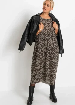 bonprix Bekleidung·Pullover & Strickjacken|Kleider^Shirt-Midikleid leopard braun