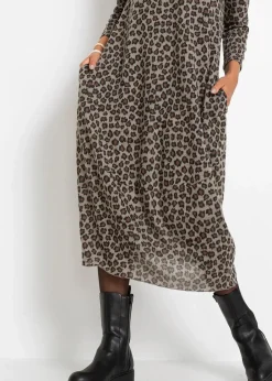 bonprix Bekleidung·Pullover & Strickjacken|Kleider^Shirt-Midikleid leopard braun