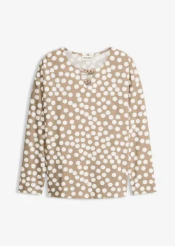 bonprix Shirts & Tops^Shirt-Tunika taupe/wollweiß gepunktet