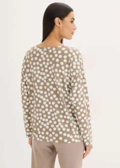 bonprix Shirts & Tops^Shirt-Tunika taupe/wollweiß gepunktet