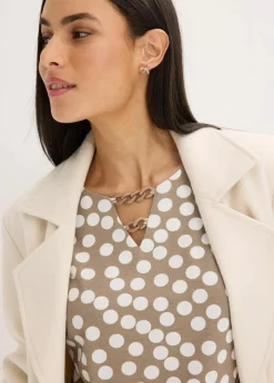 bonprix Shirts & Tops^Shirt-Tunika taupe/wollweiß gepunktet