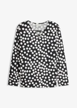 bonprix Shirts & Tops^Shirt-Tunika schwarz/wollweiß gepunktet