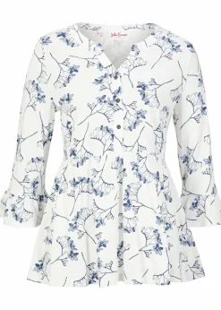 bonprix Shirts & Tops|Nachhaltigere Materialien^Shirt-Tunika, 3/4-Arm wollweiß floral