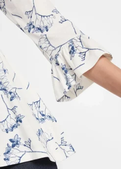 bonprix Shirts & Tops|Nachhaltigere Materialien^Shirt-Tunika, 3/4-Arm wollweiß floral