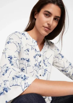 bonprix Shirts & Tops|Nachhaltigere Materialien^Shirt-Tunika, 3/4-Arm wollweiß floral