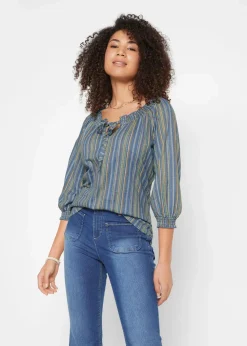 bonprix Shirts & Tops|Nachhaltigere Materialien^Shirt-Tunika 3/4-Arm, gestreift indigo gestreift