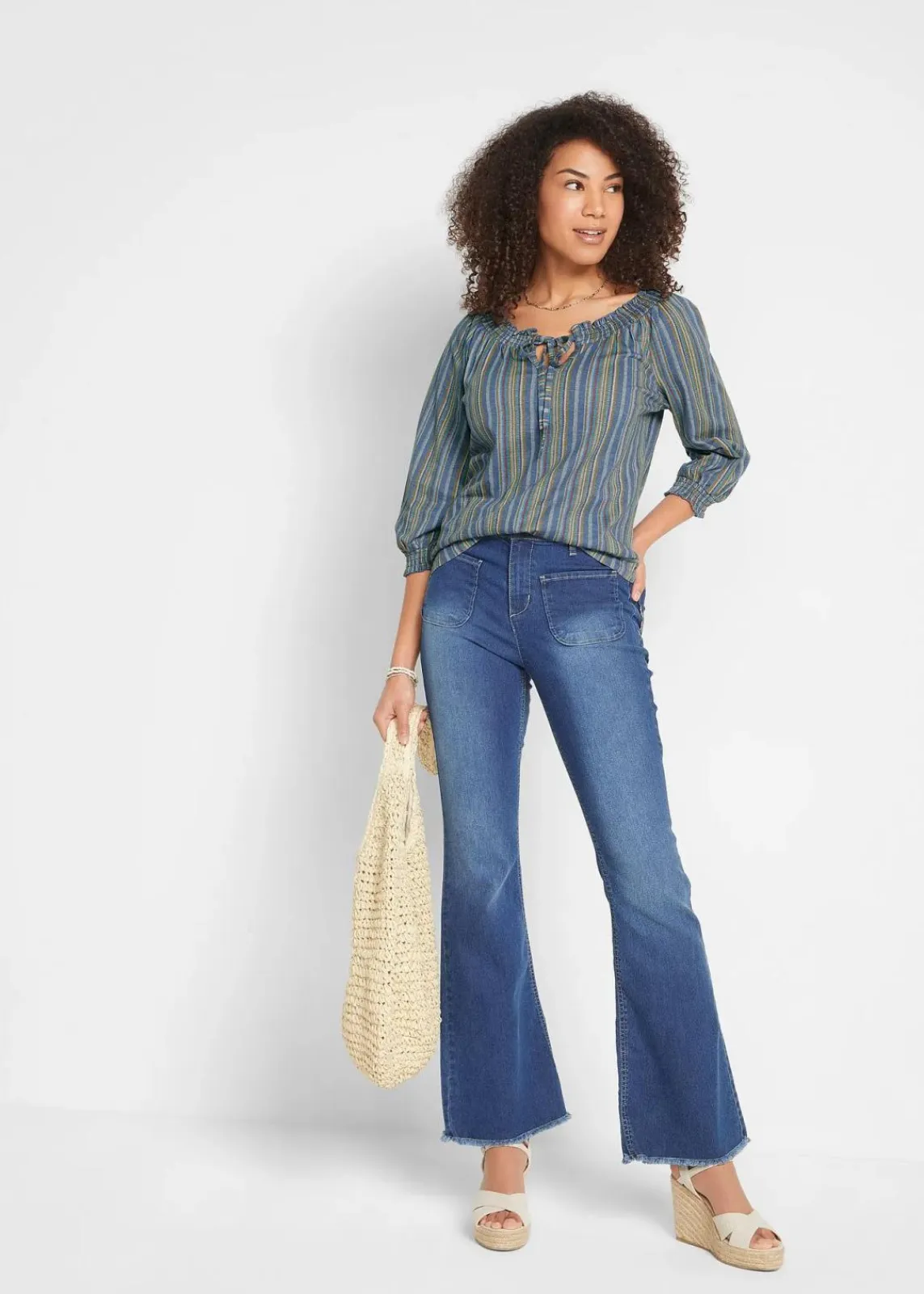 bonprix Shirts & Tops|Nachhaltigere Materialien^Shirt-Tunika 3/4-Arm, gestreift indigo gestreift