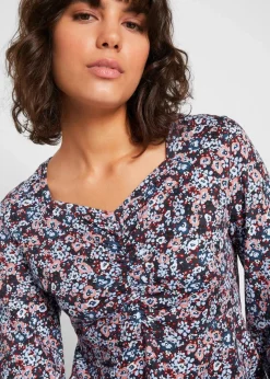 bonprix Shirts & Tops|Nachhaltigere Materialien^Shirt-Tunika aus Baumwoll-Viskose-Mix dunkelblau floral