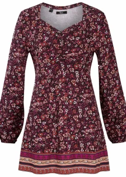 bonprix Nachhaltigere Materialien|Shirts & Tops^Shirt-Tunika aus Baumwoll-Viskose-Mix schwarz floral