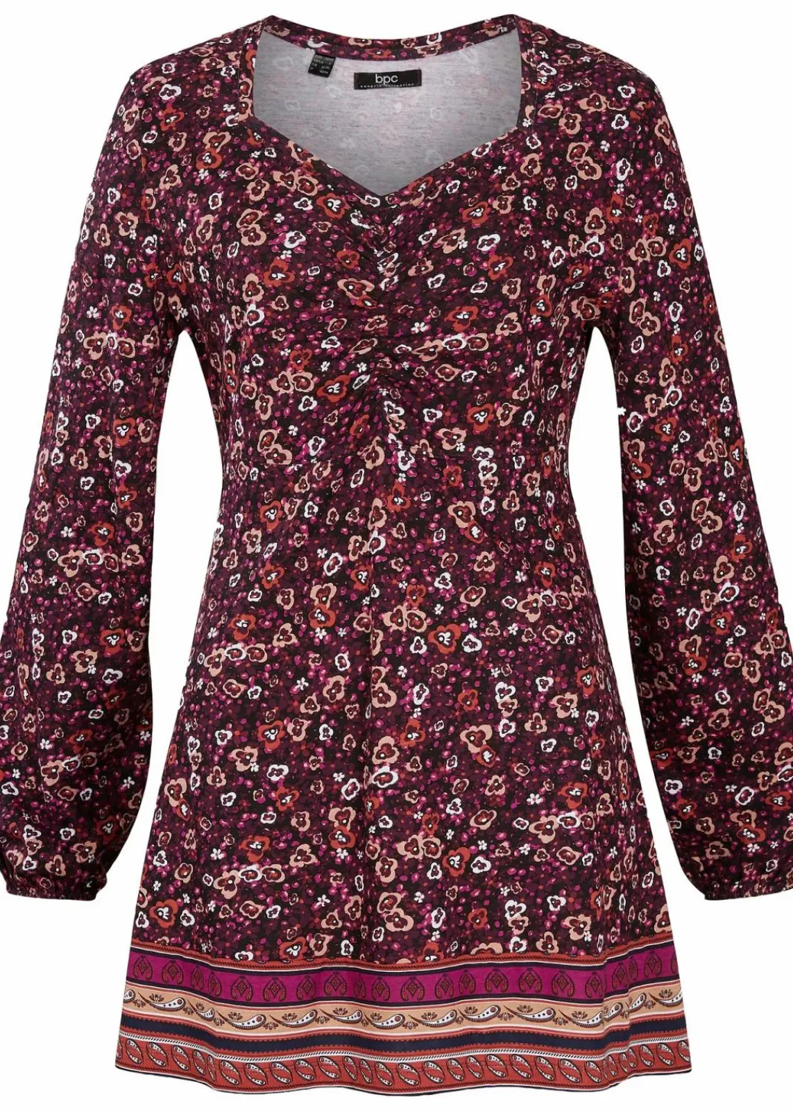 bonprix Nachhaltigere Materialien|Shirts & Tops^Shirt-Tunika aus Baumwoll-Viskose-Mix schwarz floral