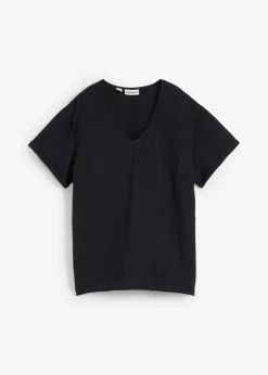 bonprix Blusen & Tuniken|Bekleidung·Jacken & Mäntel^Shirt-Tunika aus softem Musselin schwarz