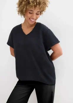 bonprix Blusen & Tuniken|Bekleidung·Jacken & Mäntel^Shirt-Tunika aus softem Musselin schwarz