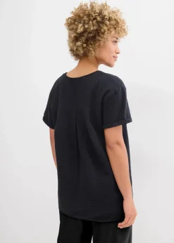 bonprix Blusen & Tuniken|Bekleidung·Jacken & Mäntel^Shirt-Tunika aus softem Musselin schwarz