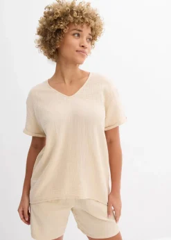 bonprix Bekleidung·Jacken & Mäntel|Blusen & Tuniken^Shirt-Tunika aus softem Musselin hellsand