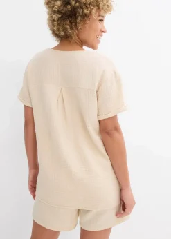 bonprix Bekleidung·Jacken & Mäntel|Blusen & Tuniken^Shirt-Tunika aus softem Musselin hellsand