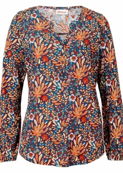 bonprix Nachhaltigere Materialien|Shirts & Tops^Shirt-Tunika, bedruckt, Langarm mattorange floral