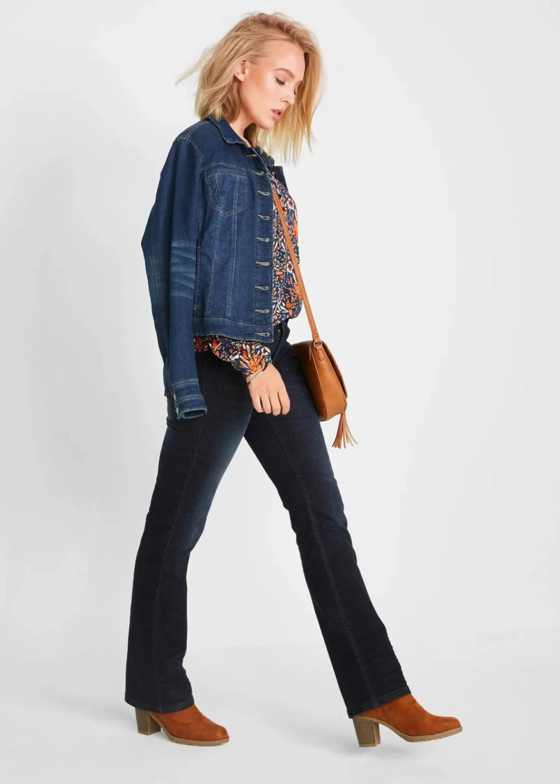 bonprix Nachhaltigere Materialien|Shirts & Tops^Shirt-Tunika, bedruckt, Langarm mattorange floral