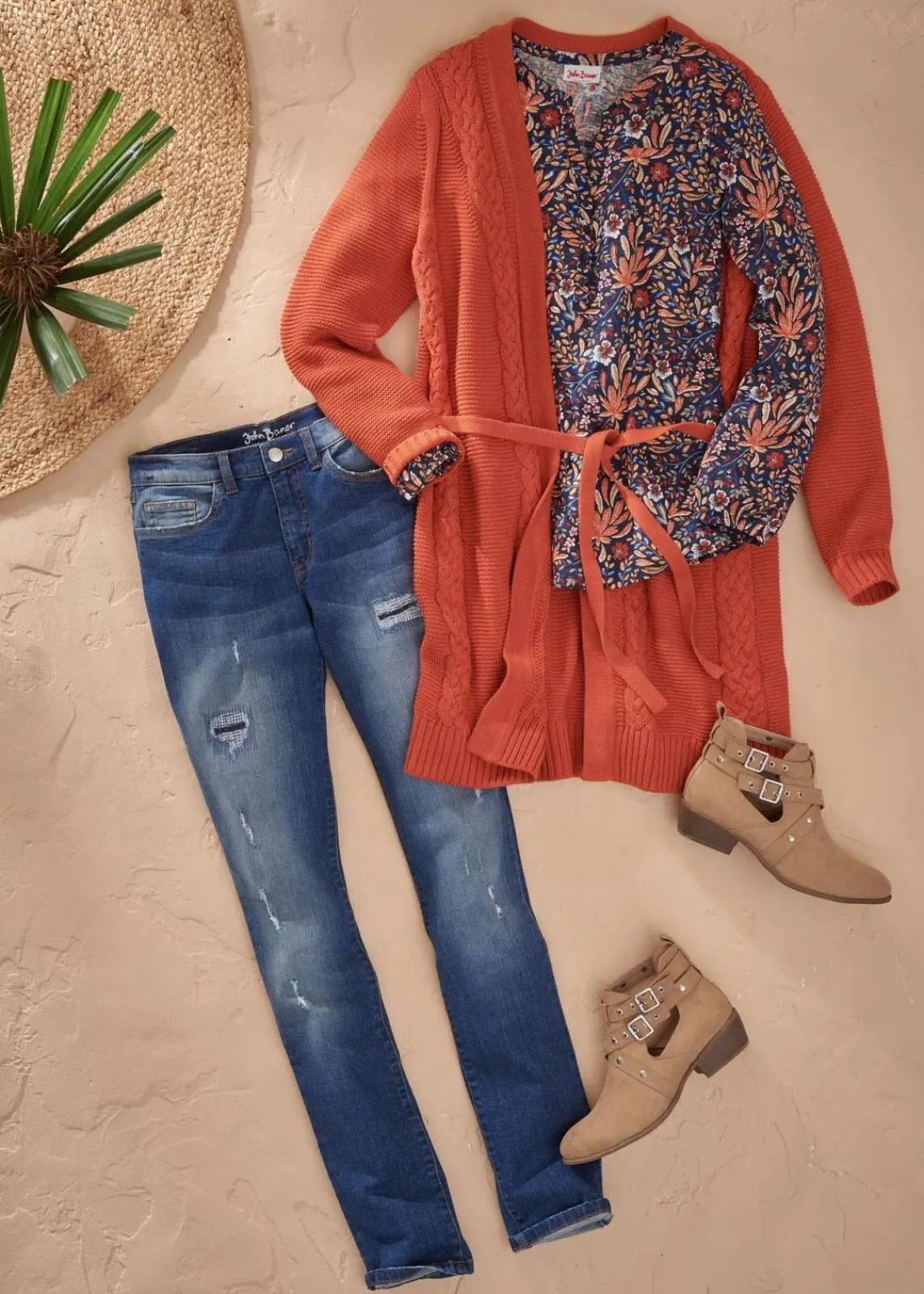bonprix Nachhaltigere Materialien|Shirts & Tops^Shirt-Tunika, bedruckt, Langarm mattorange floral