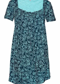 bonprix Shirts & Tops^Shirt-Tunika, Kurzarm dunkelblau/aqua paisley bedruckt